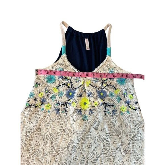 Xhiliration Y2K Floral Tank Top Embroidered Feminine Fairy Cottagecore Lace - Picture 5 of 6